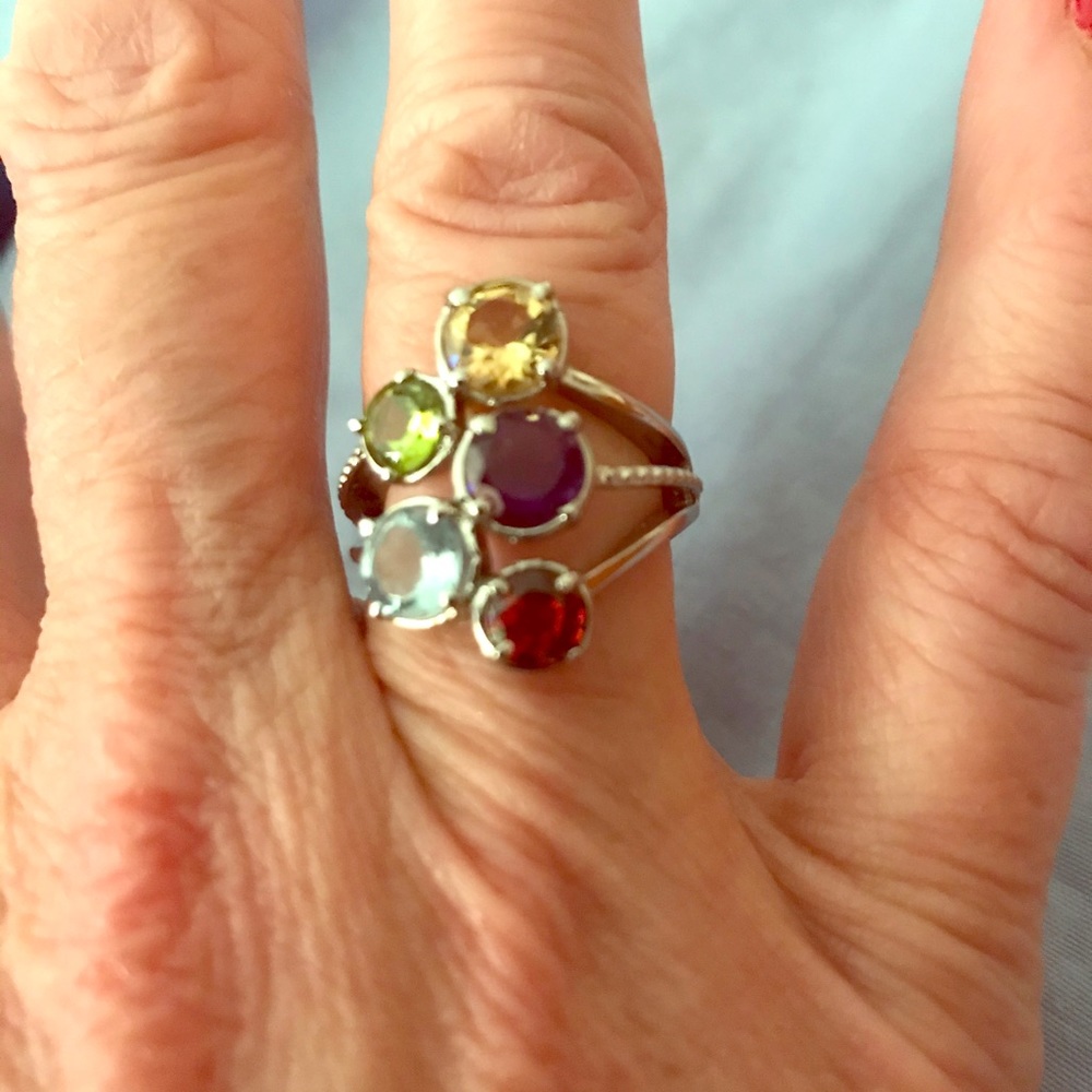 NWT Multi Gemstone Five Stone Ring